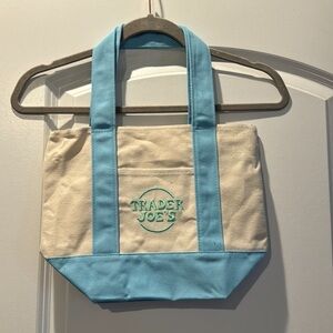 NWT! Trader Joe’s Mini Pastel Canvas Tote in Blue